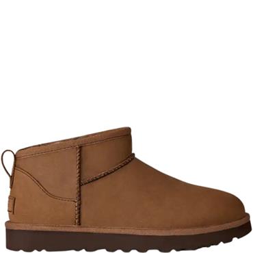UGG WOMENS NUBUCK FUR LINED ANKLE BOOT - DARK CHESTNUT